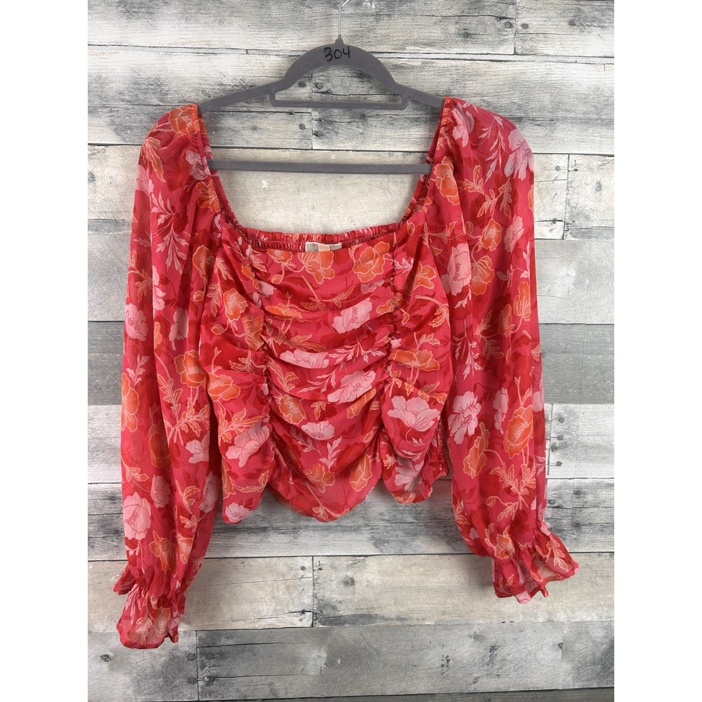 Pleione Nordstrom Tropical Crop Top Small Pink